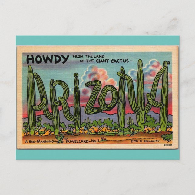Howdy von Arizona Vintage Reise Postkarte (Vorderseite)