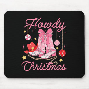 Howdy Weihnachten Western Cowgirl Stiefel Pink Xma Mousepad