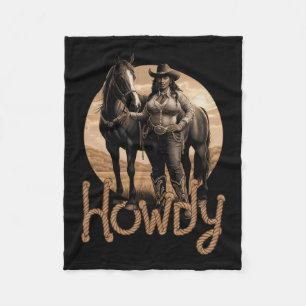 Howdy Western Black Cowgirl Afroamerikanerin Fleecedecke