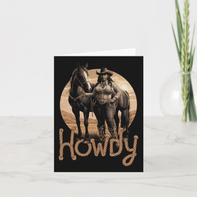 Howdy Western Black Cowgirl Afroamerikanerin Karte (Vorderseite)