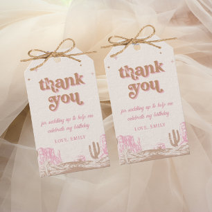 Howdy! Western Pink Cowgirl Geburtstag Geschenkanhänger