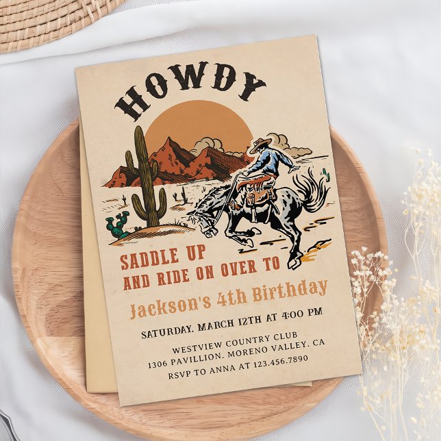 Howdy! Western Rodeo Cowboy Einladung zum Geburtst (Von Creator hochgeladen)