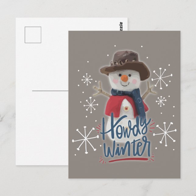 Howdy Winter Cowboy Snowman Postkarte (Vorne/Hinten)