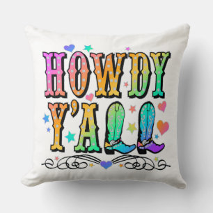 Howdy Y'all Cowgirl Girls Coussin