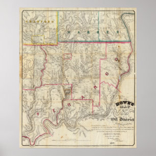 Howes Karte des Öl-Bezirkes von Pennsylvania Poster