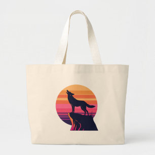 Howl at dusk - Retro Coyote Sunset Jumbo Stoffbeutel