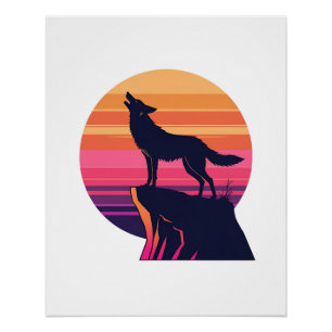 Howl at dusk - Retro Coyote Sunset Poster