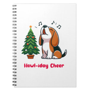 Howl-iday Cheer Beagle mit einem Weihnachtsbaumdes Notizblock