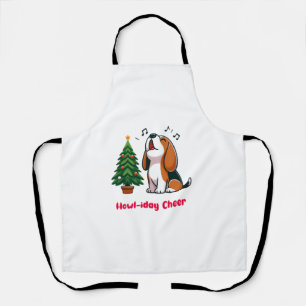 Howl-iday Cheer Beagle mit einem Weihnachtsbaumdes Schürze