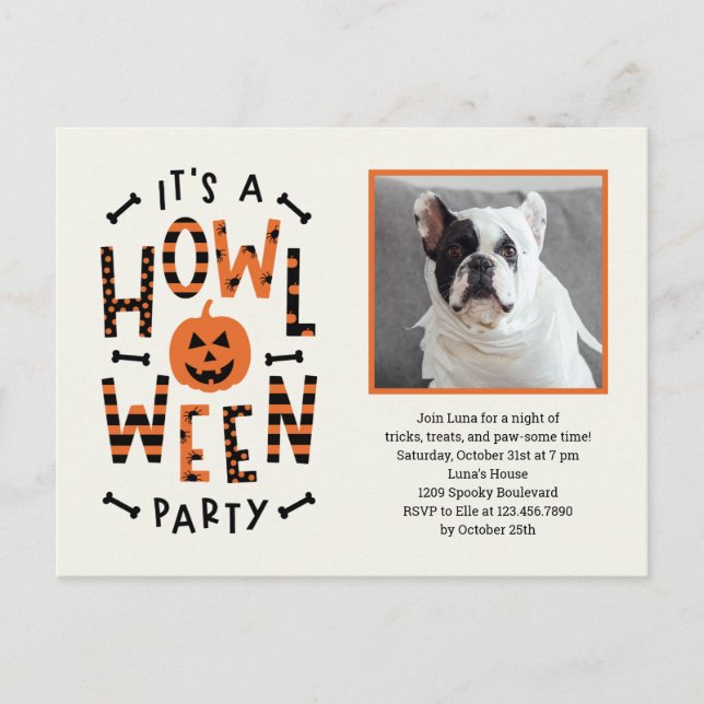Howl-O-Ween Halloween-Party Einladung Postkarte (Vorderseite)