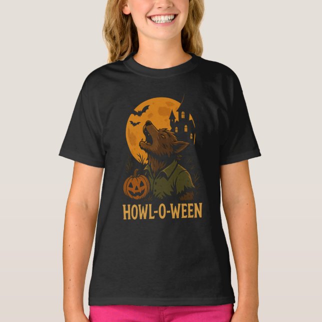 Howl-O-Ween Halloween T - Shirt - Funny Werewolf P (Vorderseite)