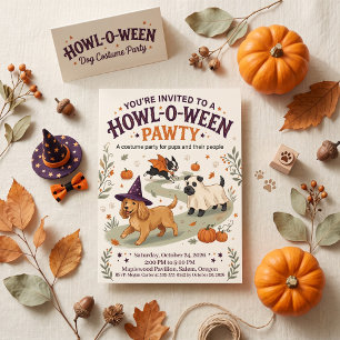 Howl O Ween Hunde-Kürbiskostüm-Party Postkarte
