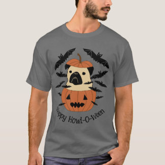 Howl-O-Ween-Mops in einem Jack-O-Lantern mit Flede T-Shirt