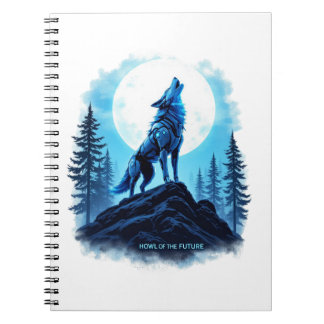 Howl of the Future - Wolf-Themed Spiral Notebook Notizblock