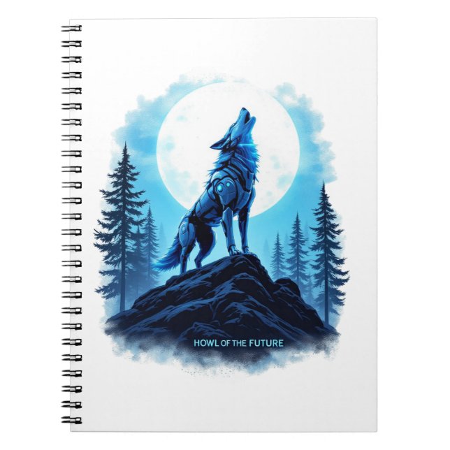 Howl of the Future - Wolf-Themed Spiral Notebook Notizblock (Vorderseite)