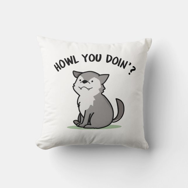 Howl You Doin Funny Baby Wolf Puff Kissen (Vorderseite)