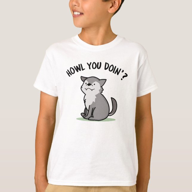 Howl You Doin Funny Baby Wolf Puff T-Shirt (Vorderseite)