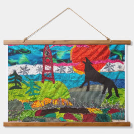 Howler Wolf Wandteppich Mit Holzrahmen