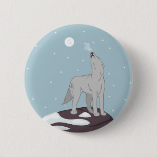 Howling Arctic Wolf Button