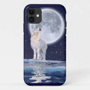 Howling Arctic Wolf & Full Moon iPhone 5 Fall title_seo2