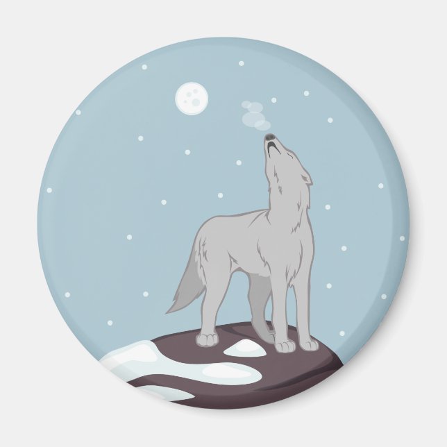 Howling Arctic Wolf Magnet (Vorne)