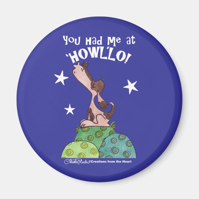 Howling Basset Hound Night Magnet (Vorne)