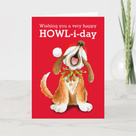 Howling carol singing dog art Christmas card Feiertagskarte