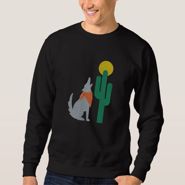 Howling Coyote Besticktes Sweatshirt (Vorderseite)