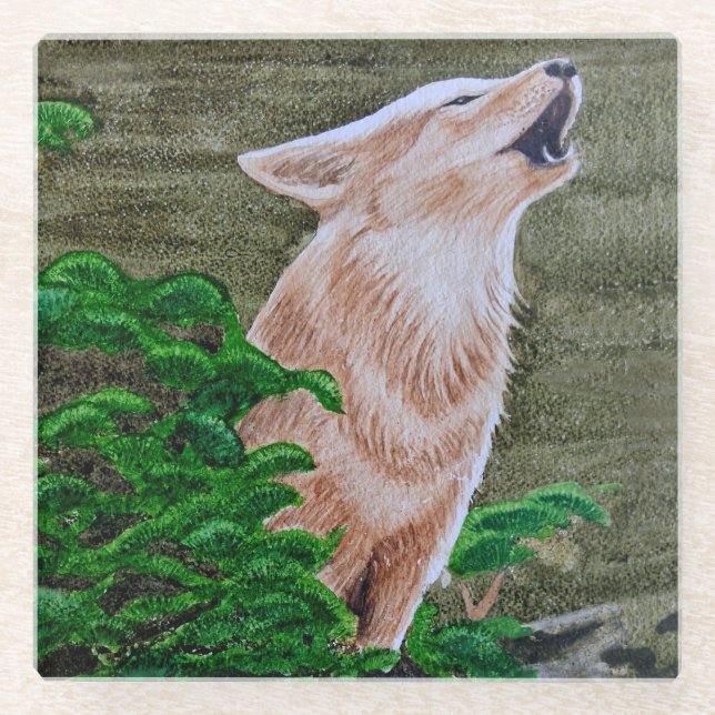 Howling Coyote Glasuntersetzer (Vorderseite)