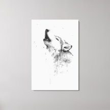 Howling Grauer Wolf im Aquarellmalstil