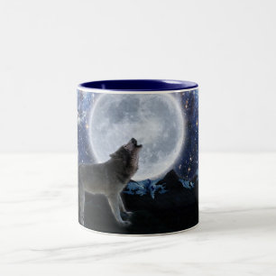 Howling Gray Wolf & Stars Wildlife Drinks Tasse