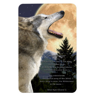 Howling Grey Wolf & Poem Wildlife Art Magnet
