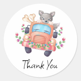 Howling mit Joy Niedlich Gray Wolf Runder Aufkleber