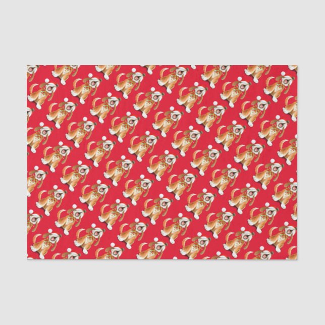 Howling singend Hund rot Weihnachtspapier Seidenpapier (Vorderseite)