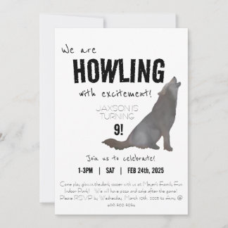 Howling watercolor loup invitation d'anniversaire 
