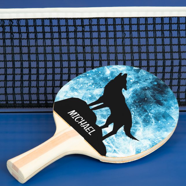 Howling Winter Wolf schneeblauer Individuelle Name Tischtennis Schläger (InSitu)