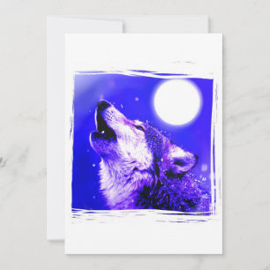 Howling Wolf at Moon Invitation