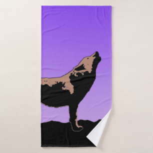 Howling Wolf at Sunset - Original Wildlife Art Badhandtuch Set
