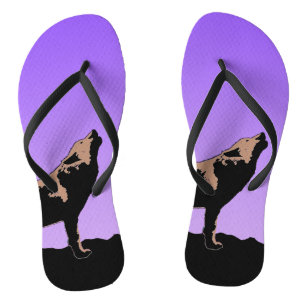 Howling Wolf at Sunset - Original Wildlife Art Flip Flops