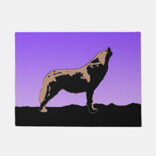 Howling Wolf at Sunset - Original Wildlife Art Fußmatte