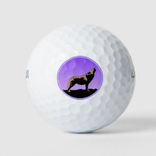 Howling Wolf at Sunset - Original Wildlife Art Golfball