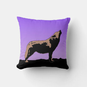 Howling Wolf at Sunset - Original Wildlife Art Kissen