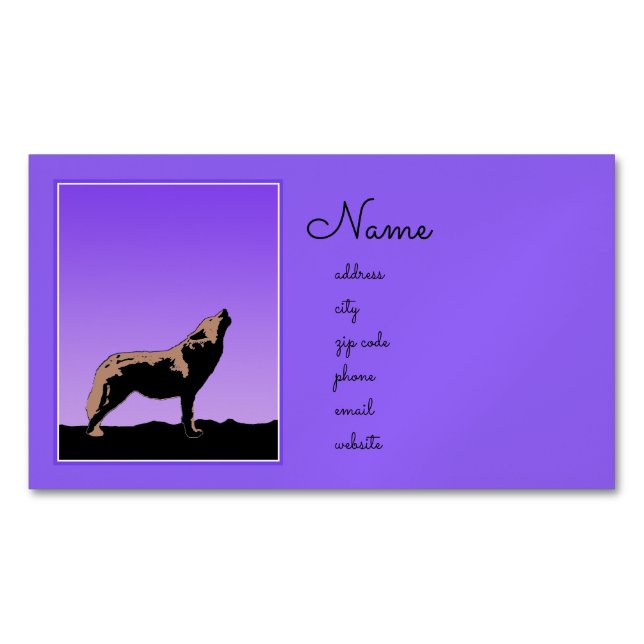 Howling Wolf at Sunset - Original Wildlife Art Magnetische Visitenkarte (Vorderseite)