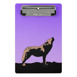 Howling Wolf at Sunset - Original Wildlife Art Mini Klemmbrett