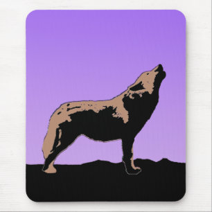 Howling Wolf at Sunset - Original Wildlife Art Mousepad