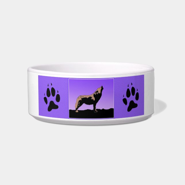 Howling Wolf at Sunset - Original Wildlife Art Napf (Rechts)