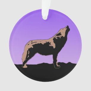 Howling Wolf at Sunset - Original Wildlife Art Ornament
