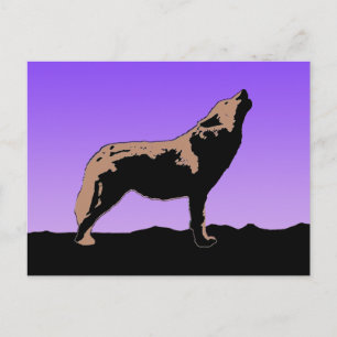 Howling Wolf at Sunset - Original Wildlife Art Postkarte