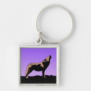Howling Wolf at Sunset - Original Wildlife Art Schlüsselanhänger