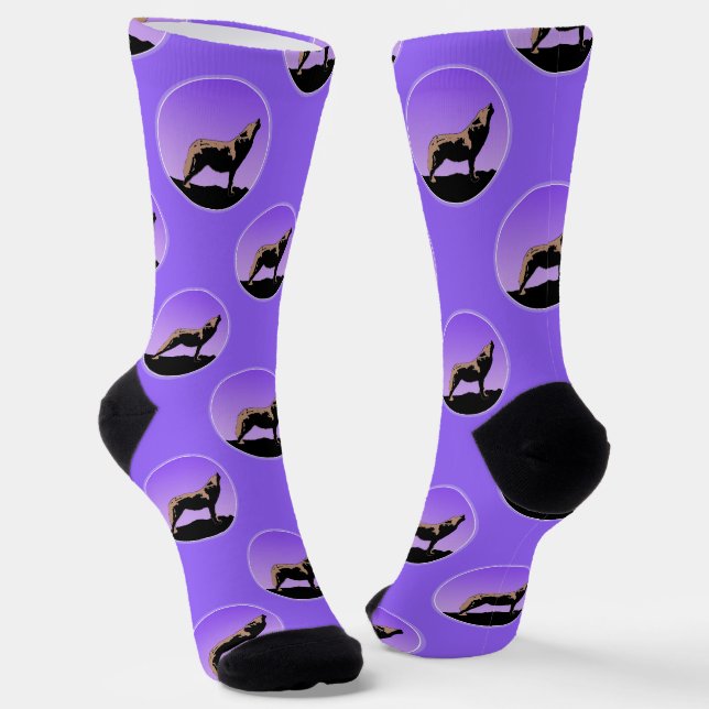 Howling Wolf at Sunset - Original Wildlife Art Socken (Gewinkelt)